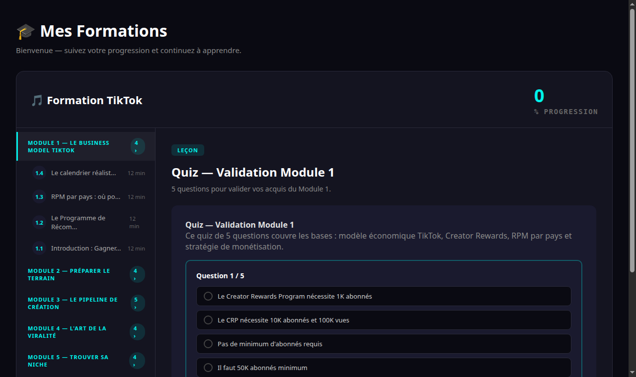 Quiz de validation