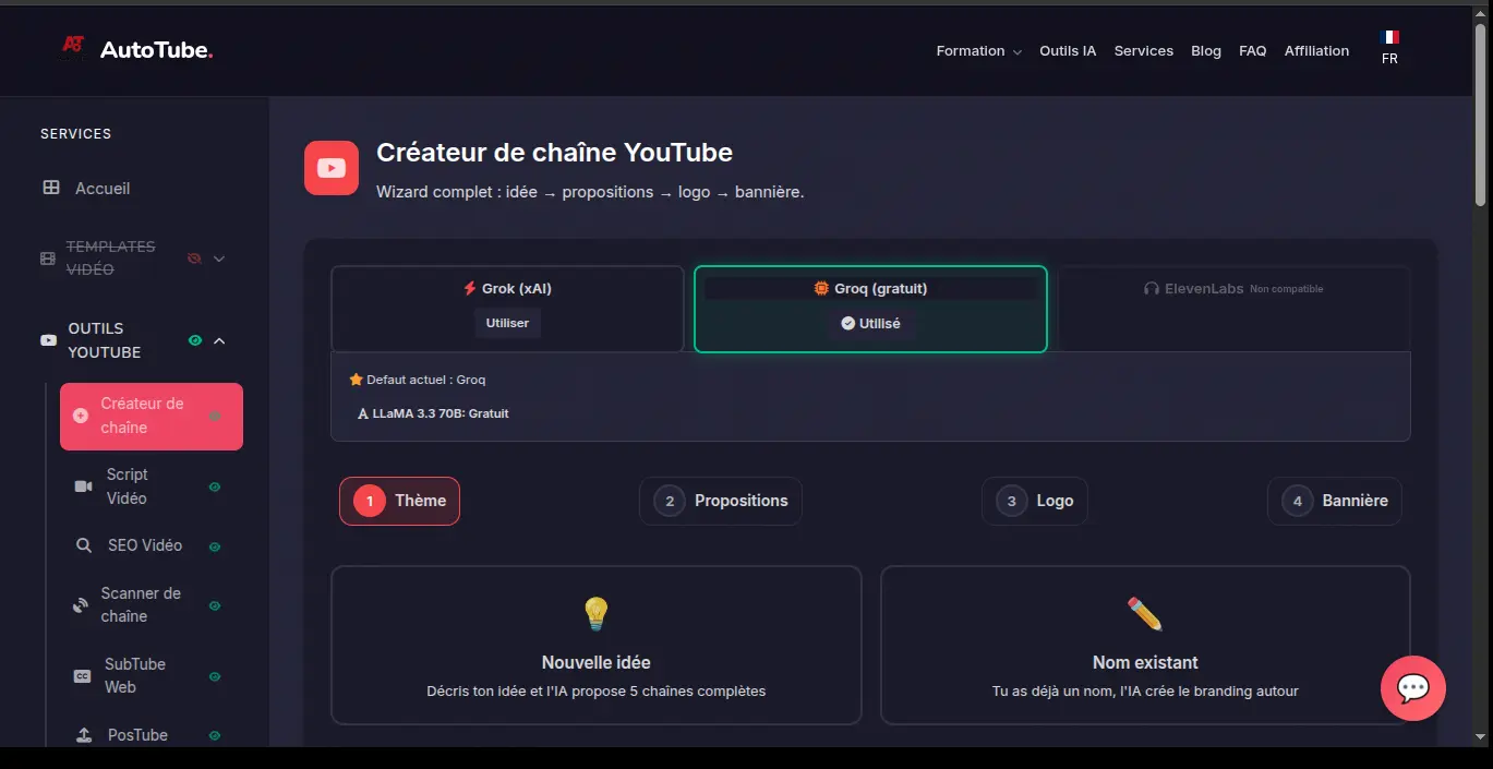 Outil de création IA AutoTube